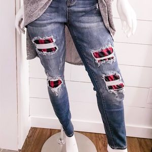 Best Seller!!! JUDY BLUE Plaid Patch Jeans